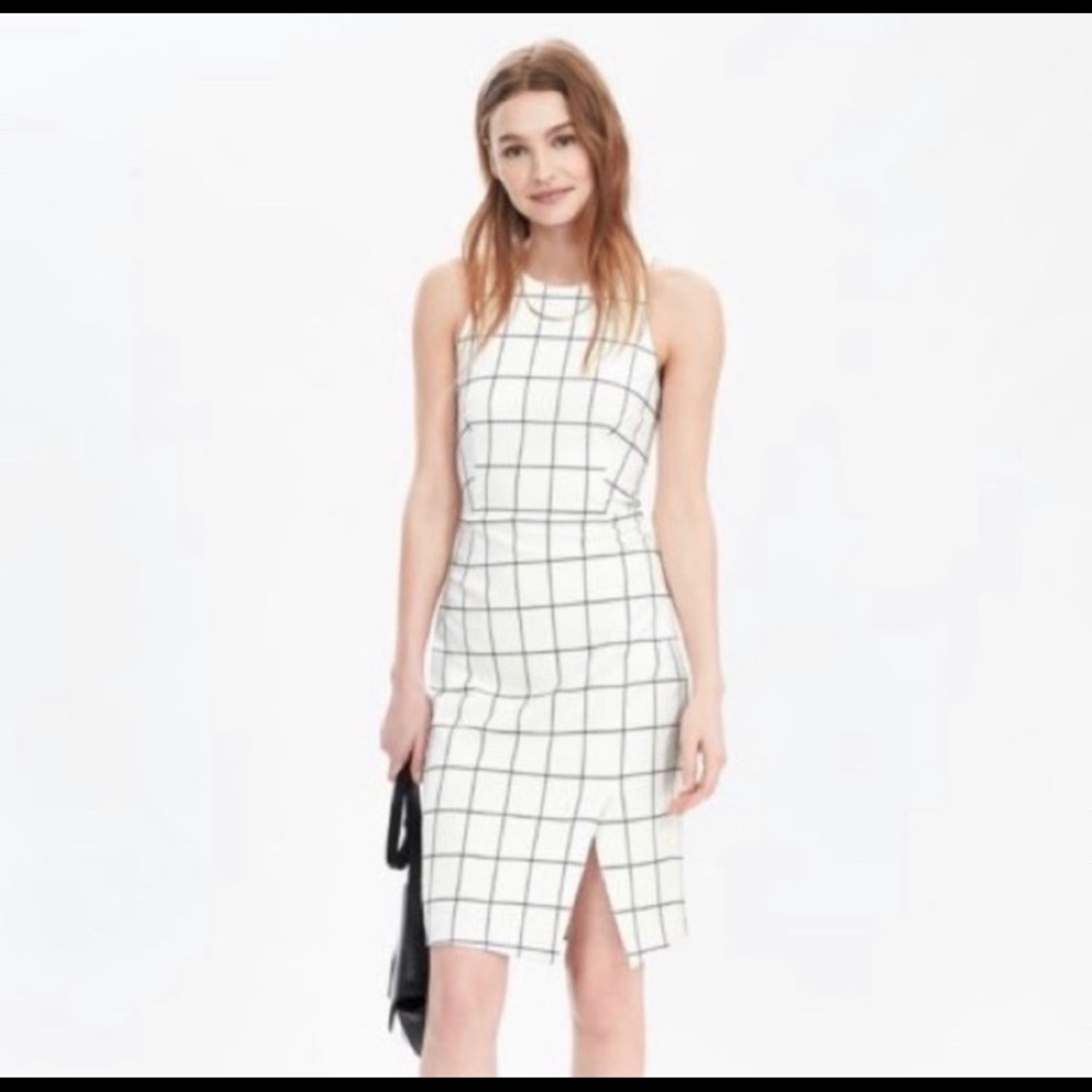 BANANA REPUBLIC| Windowpane Plaid Sheath Dress 2P